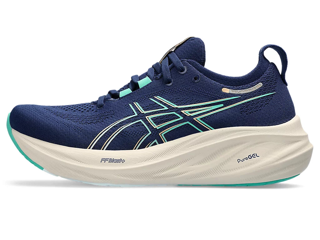 Asics Womens Gel Nimbus 26- Blue Expanse/Aurora Green (1012B601-400)