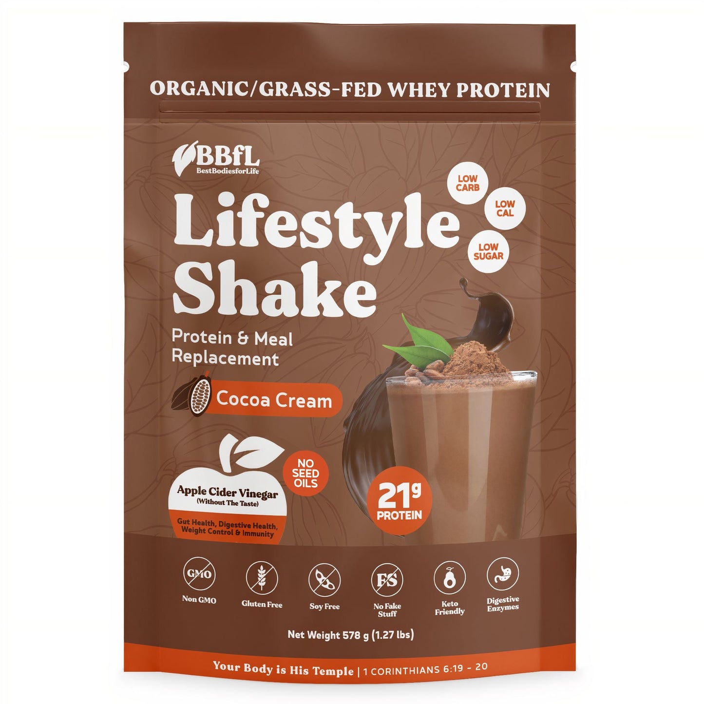 BBfL BBfL Meal Replacement Protein Shakes, (15 Servings, Cocoa Cream) - 1.29 LB 6 Pack