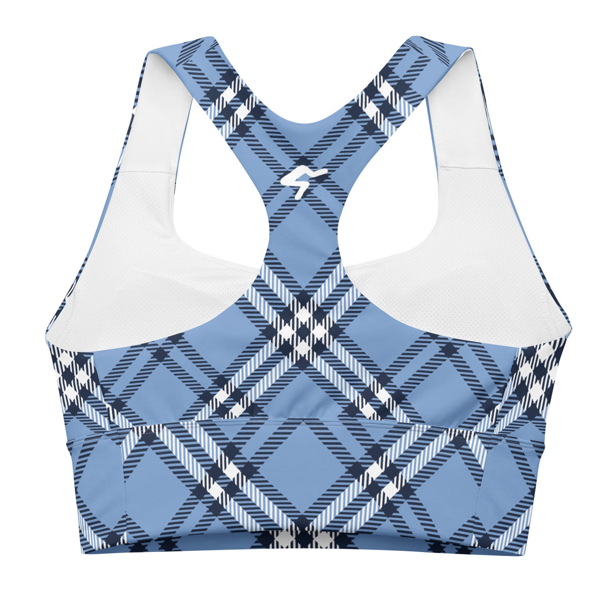 GymBum UK Highland Check Longline Sports Bra - Blue