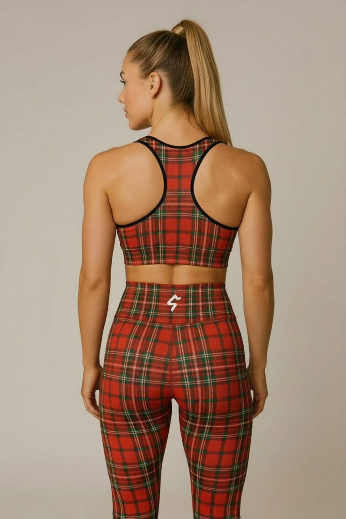 GymBumUK Red Tartan Padded Sports Bra