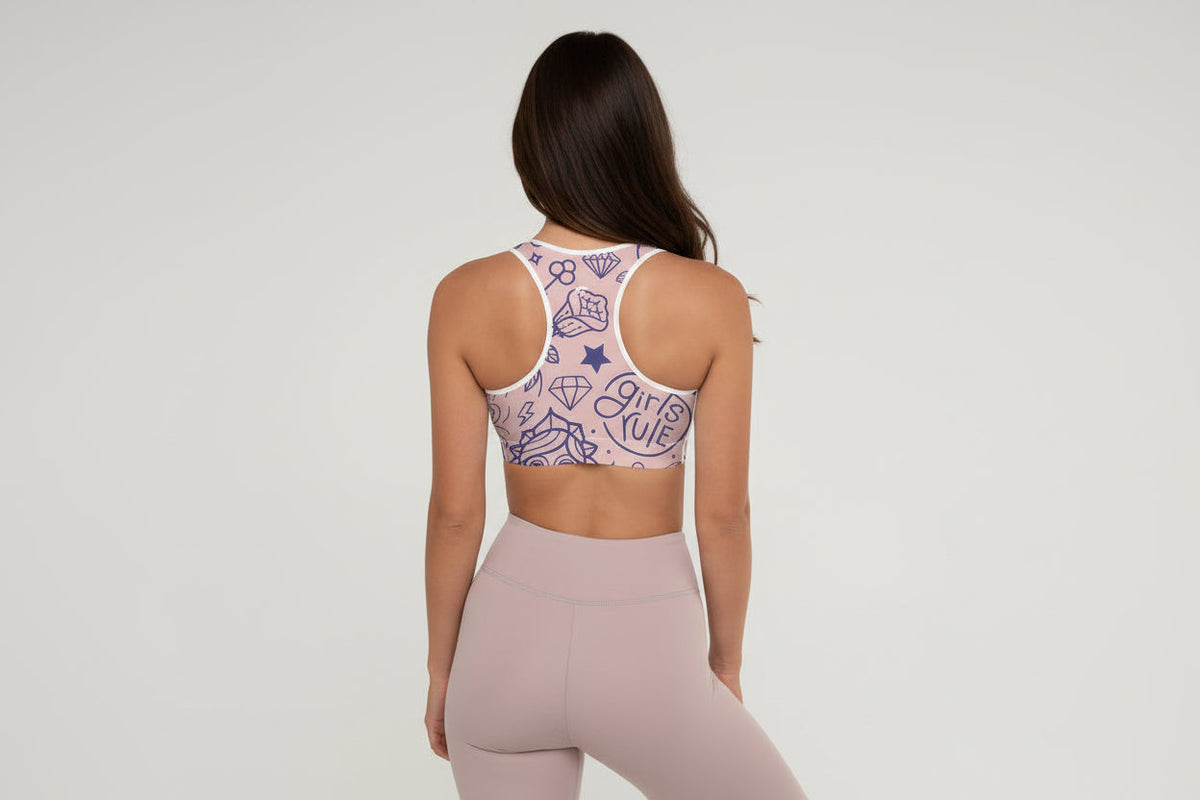 GymBumUK Girl Power Padded Sports Bra