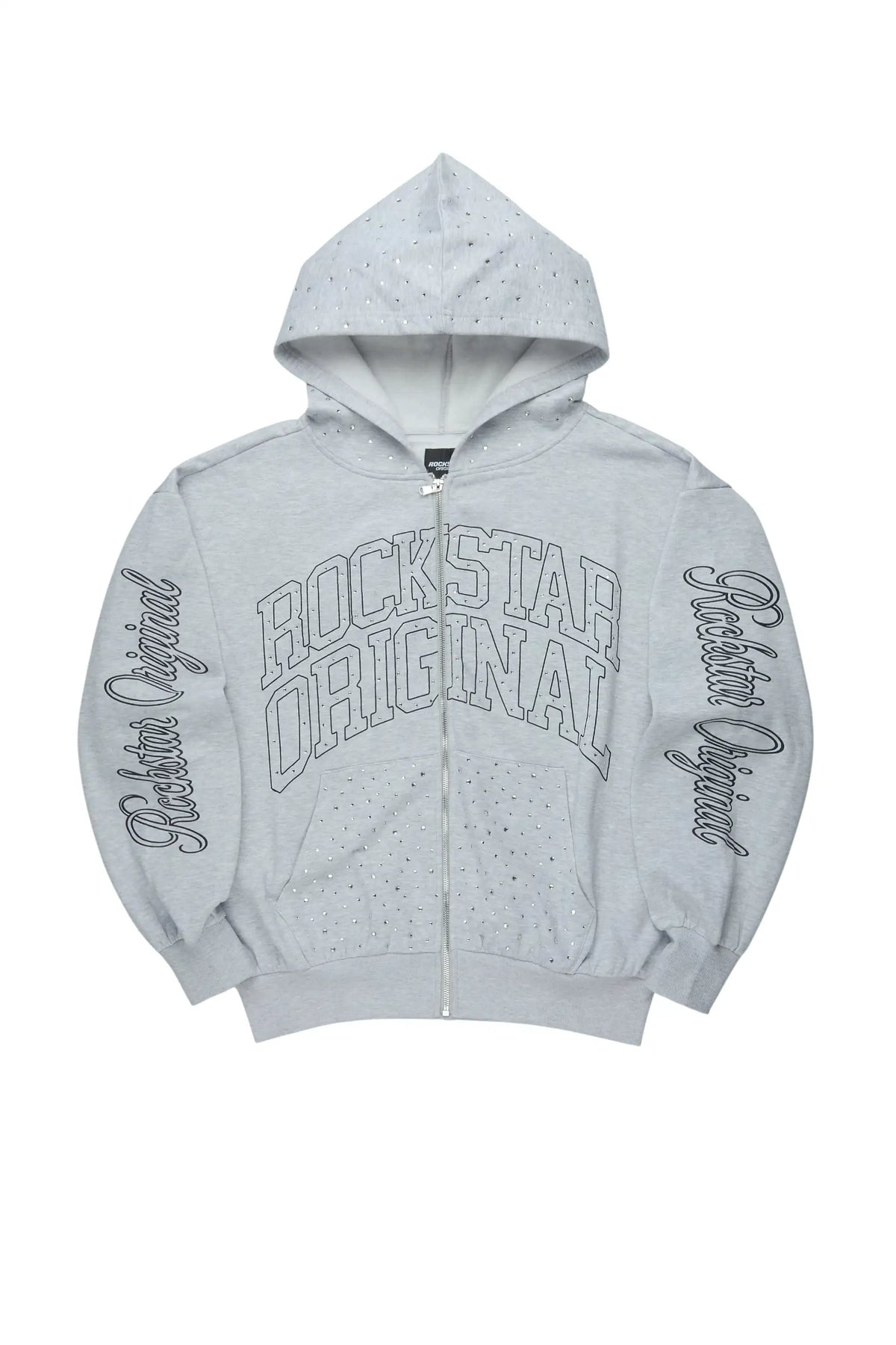 Boys Alvino Grey Rhinestone Zip Up Hoodie