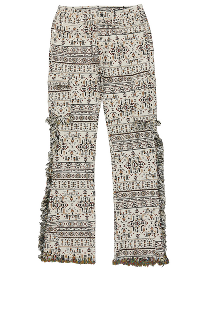 Boys Ayami Beige Slim Tapestry Flare Pants