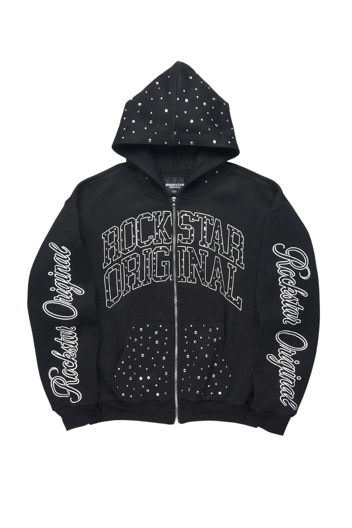 Boys Alvino Black Rhinestone Zip Up Hoodie