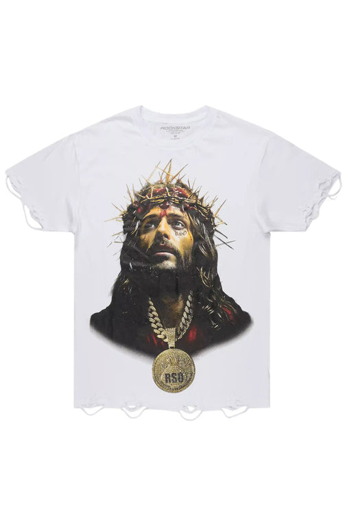 Amina White Oversized Graphic T-Shirt