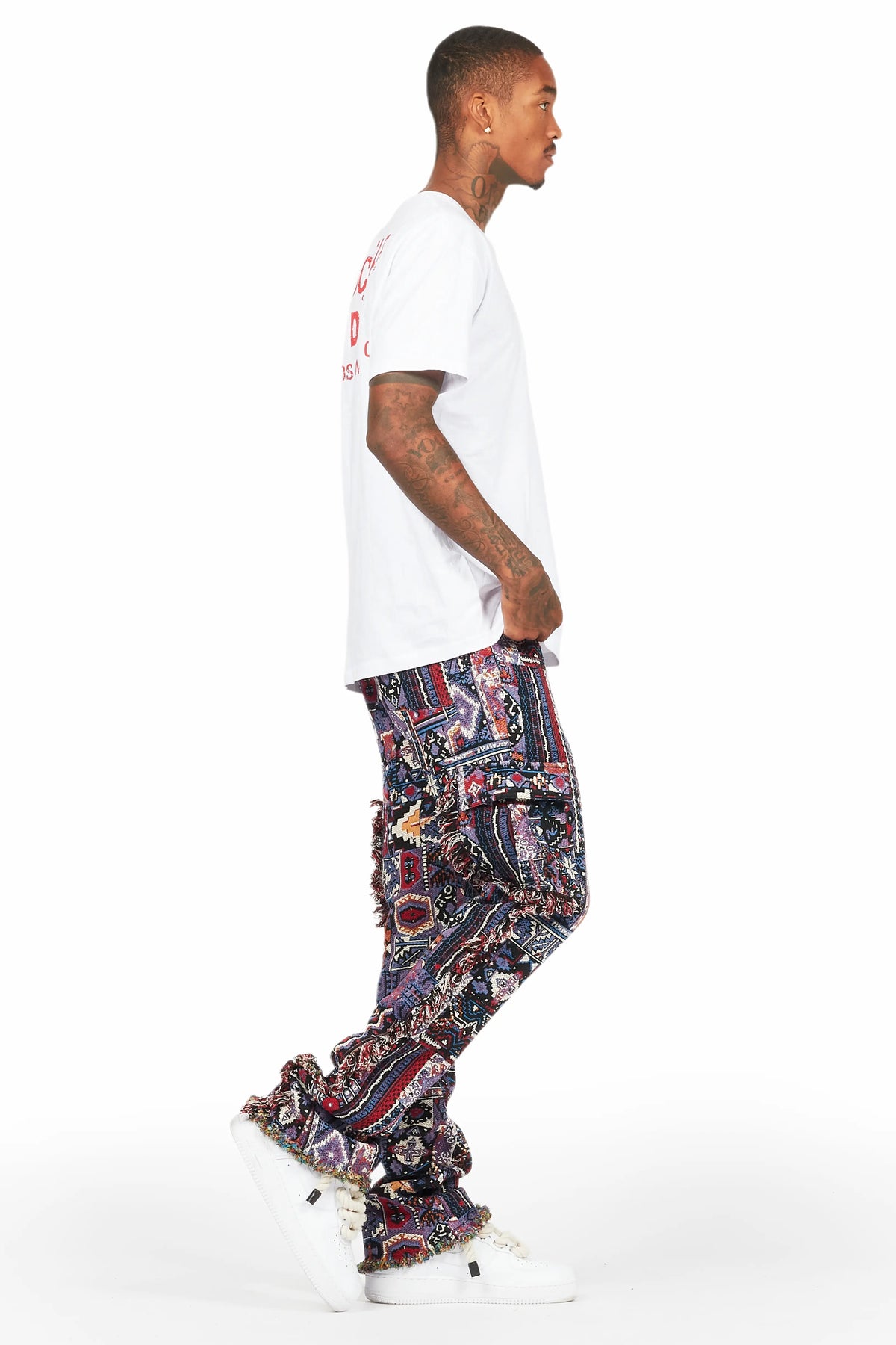 Ayami Purple Slim Tapestry Flare Jean