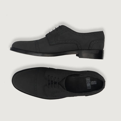 Dirk Brogues Derby Black Nubuck Leather Shoes