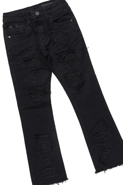 Boys Amos Heather Grey T-Shirt/Stacked Flare Jean Set