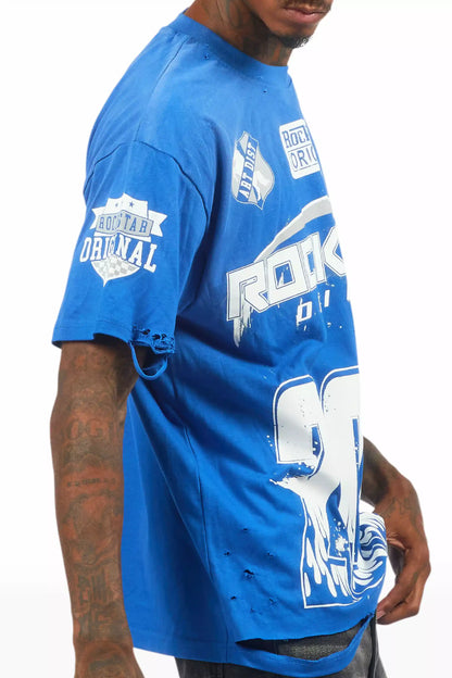 Amos Royal Blue/White Graphic T-Shirt