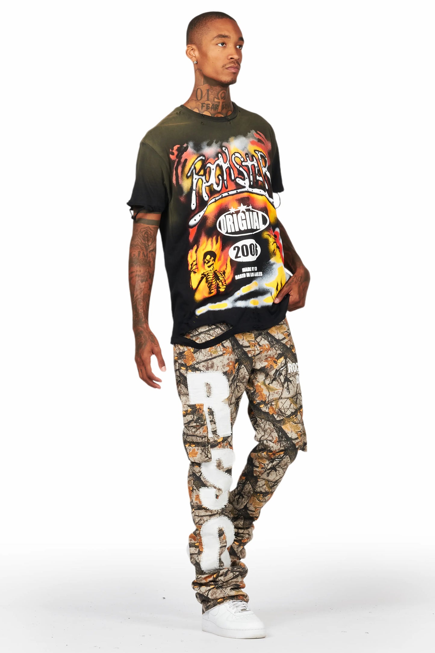Admir Tree Camo Stacked Flare Pant