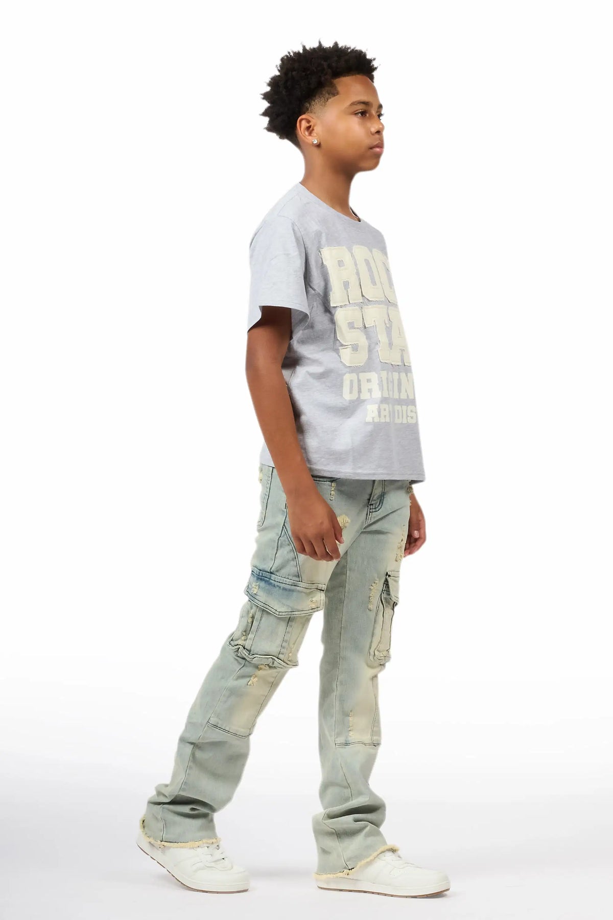 Boys Adalee Blue Stacked Flare Jean
