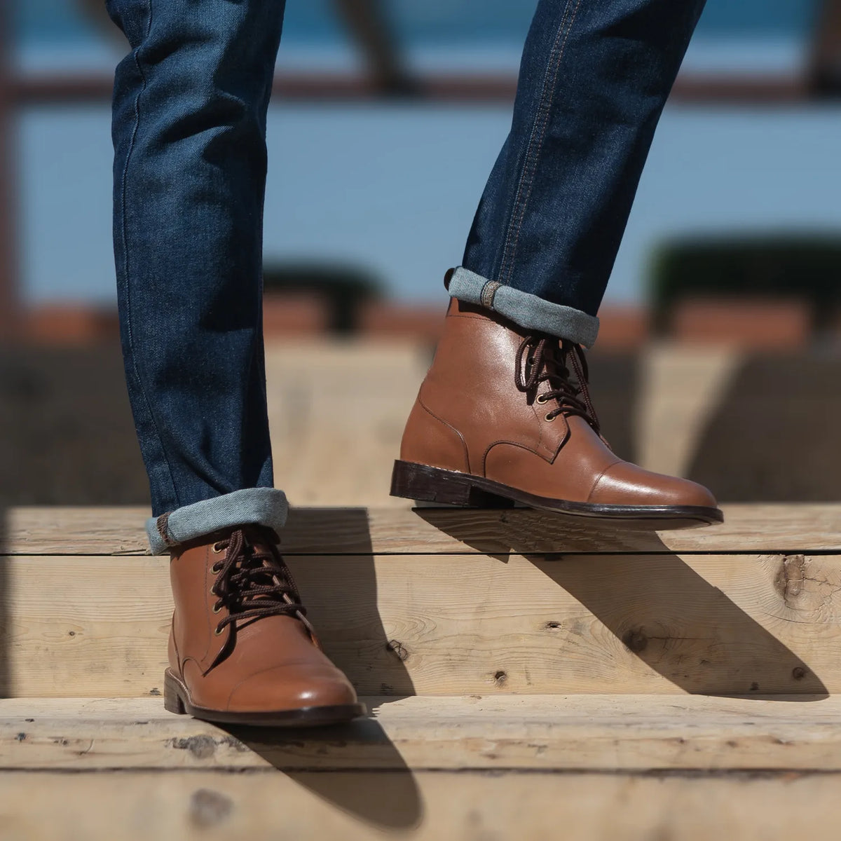 Knight Derby Tan Leather Boots