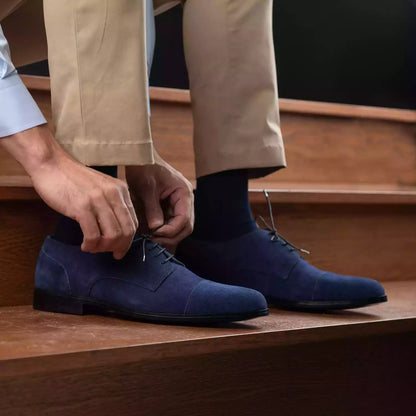 Baxton Blue Suede Leather Loafers
