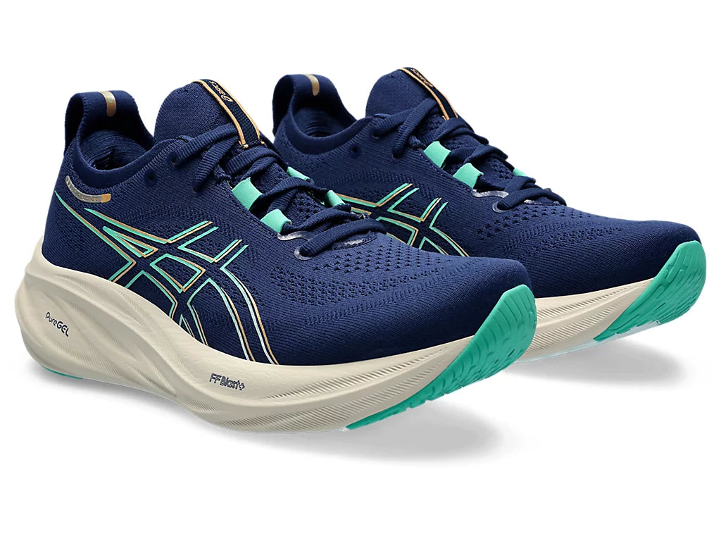 Asics Womens Gel Nimbus 26- Blue Expanse/Aurora Green (1012B601-400)