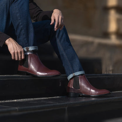 Clarkson Chelsea Maroon Leather Boots