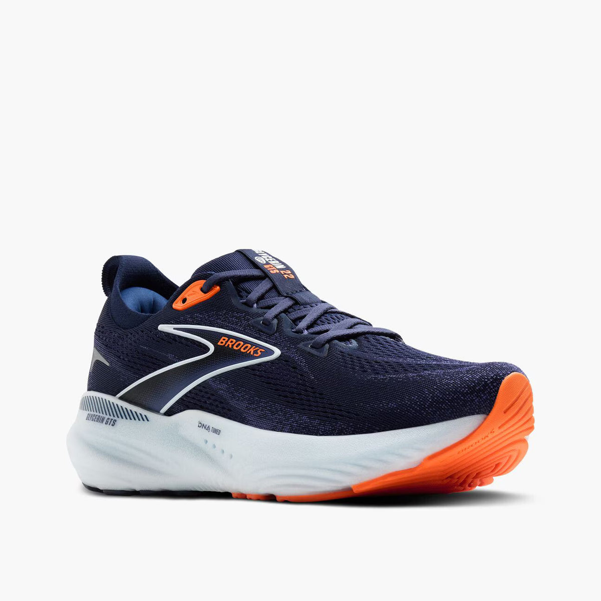 Brooks Mens Glycerin GTS 22- Peacoat/Blue Ribbon/Orange(1104461D494)