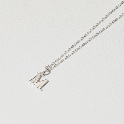 Silver Curve Initial Letter Necklace