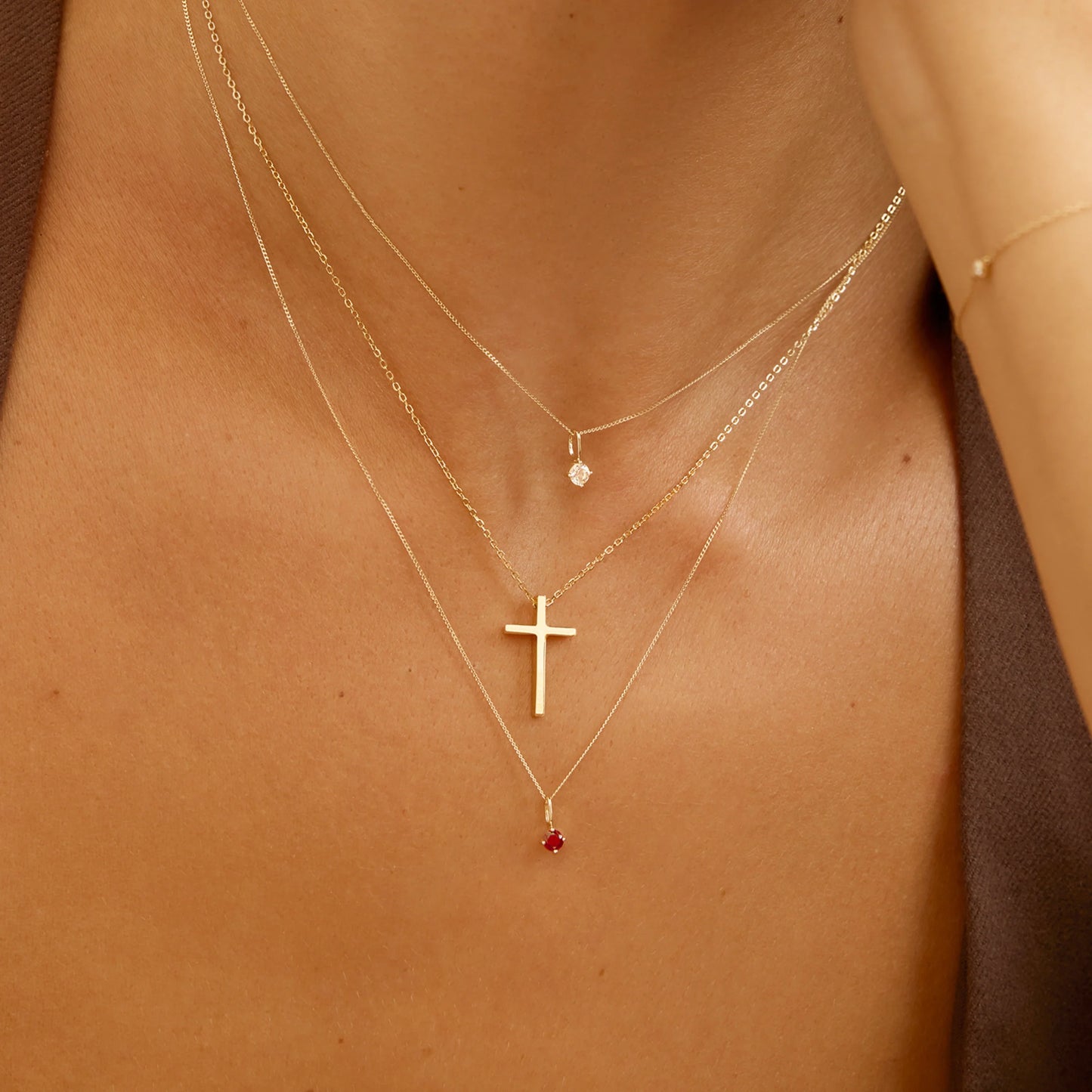 Gold Small Birthstone Pendant Necklace