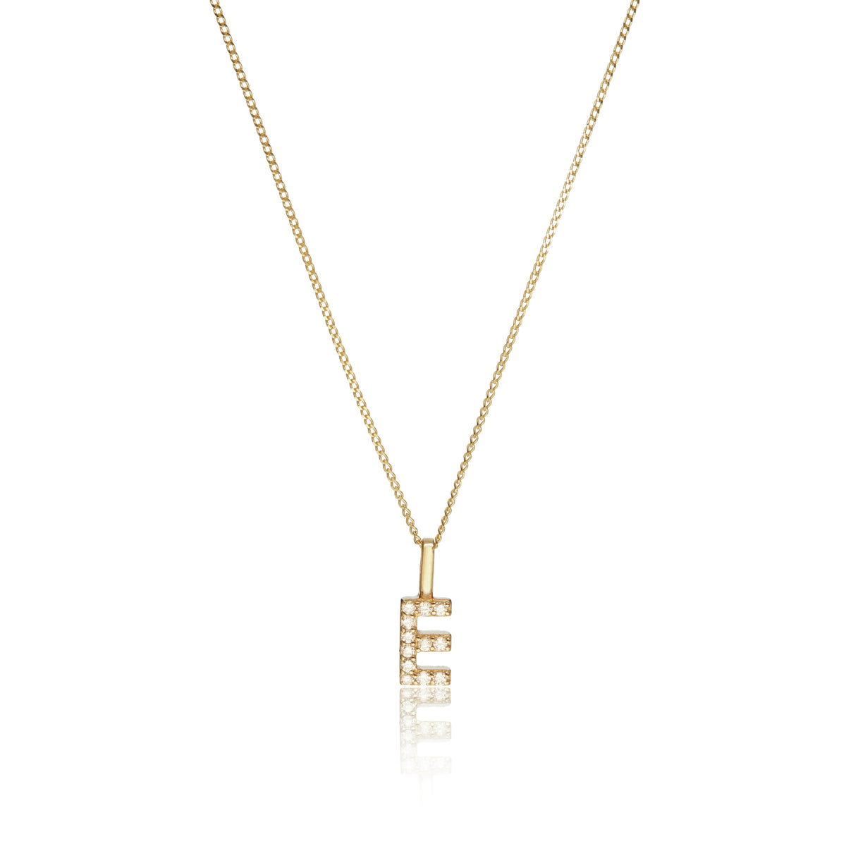 Solid Gold Genuine Diamond Initial Letter Necklace