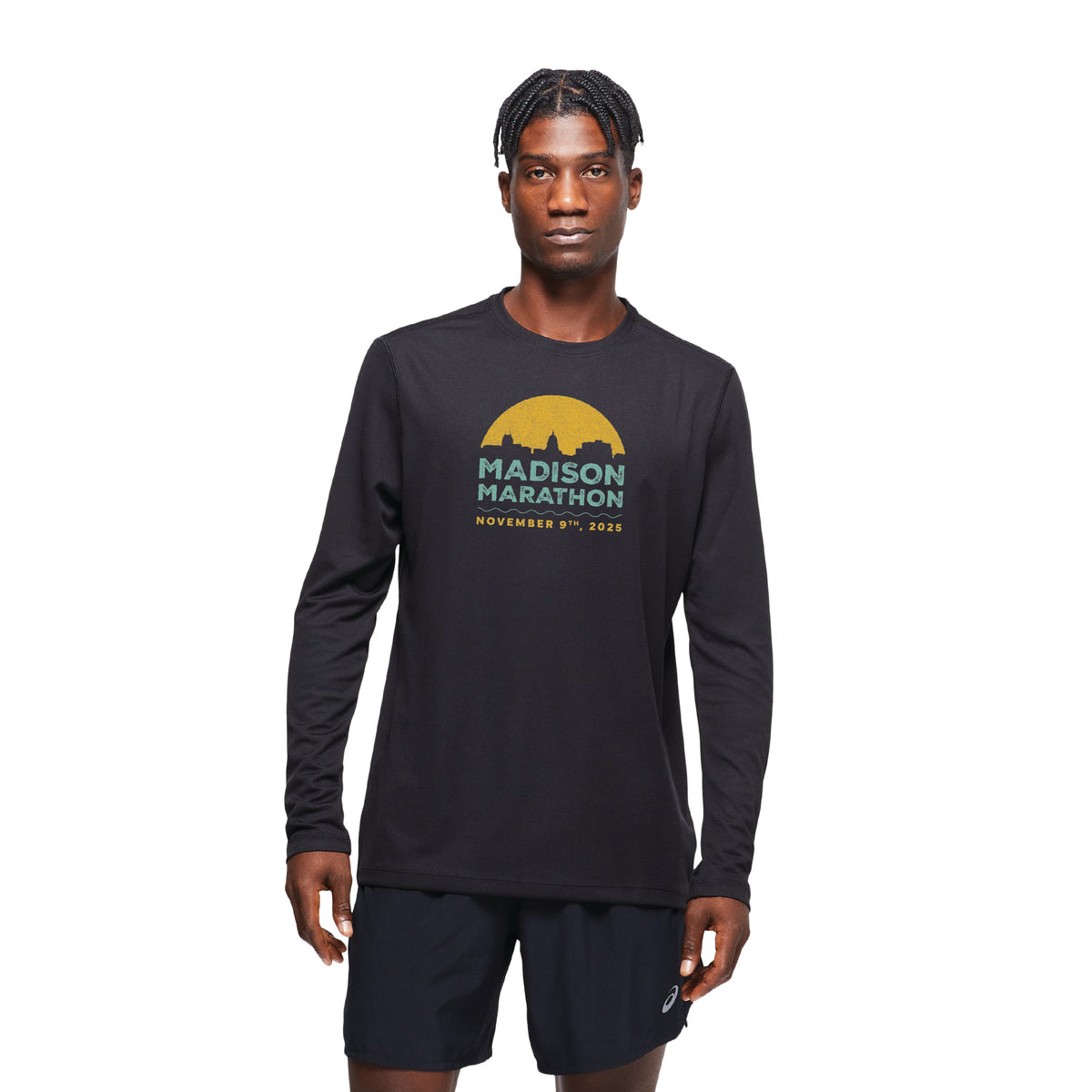 2025 Madison Marathon - ASICS Men's Ready Set Long Sleeve Tee Black (2011b459) (MM-04)