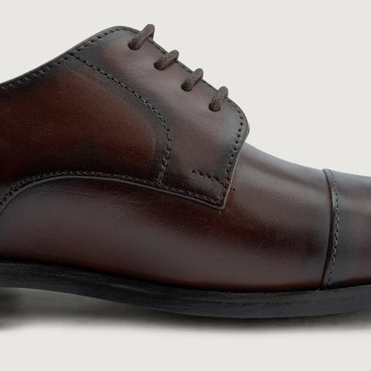 Attorney Derby Burnished Brown Leather Shoes - StudGuard