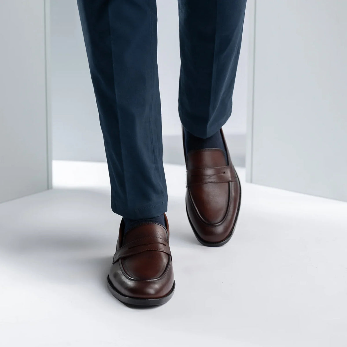 Baxton Burnished Brown Leather Loafers