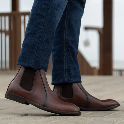 Clarkson Chelsea Brown Burnished Leather Boots - StudGuard