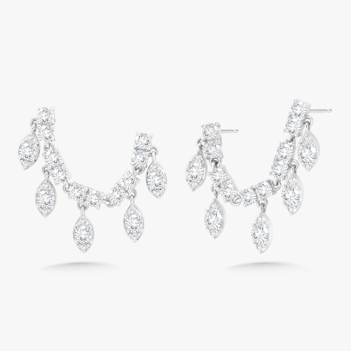 Marquise Drops Double Piercing Diamond Stud Earrings 0.99 ctw