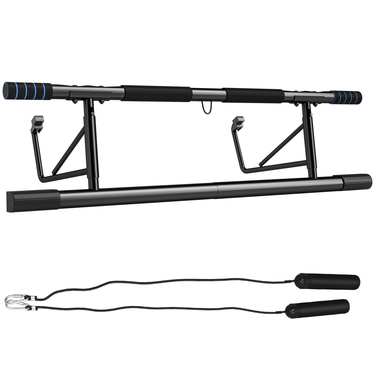 SPORTNOW Pull-Up Bar Doorway Push Up Stand w/ Resistance Bands for Home Gym