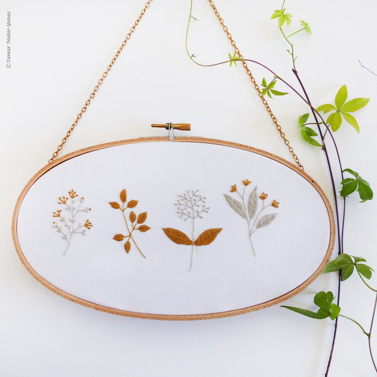 Gold & Gray Blossom 11.8x8" Embroidery Kit