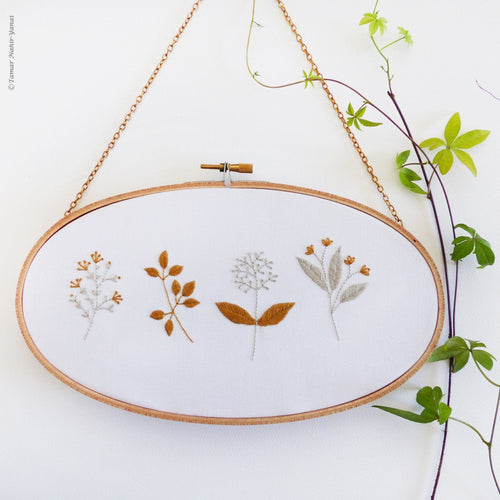 Gold & Gray Blossom 11.8x8" Embroidery Kit