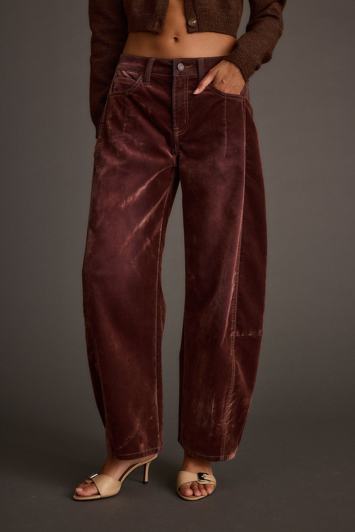 Gracyn Mulberry Velveteen Barrel Pants