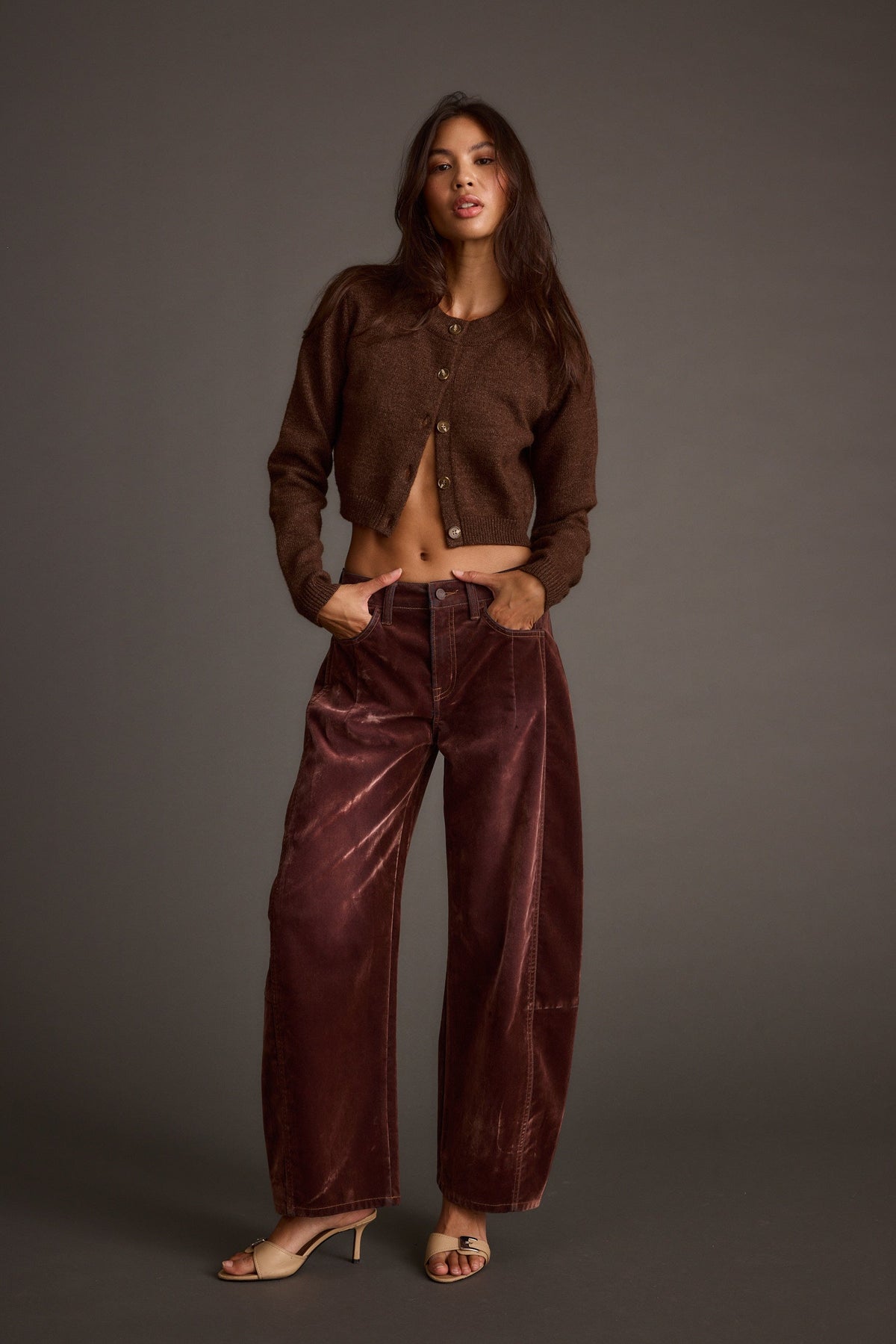 Gracyn Mulberry Velveteen Barrel Pants