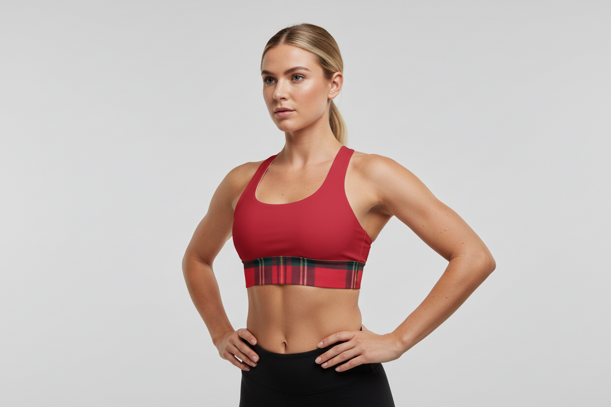 GymBum UK Caledonia Crimson Longline Sports Bra