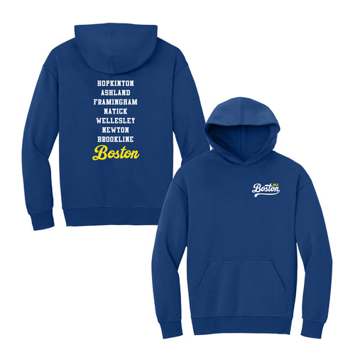 Boston 26.2 - Heavyweight Deep Royal Fleece Hoodie (DT6150) (HBM26-11 LC, HBM26-12 back)