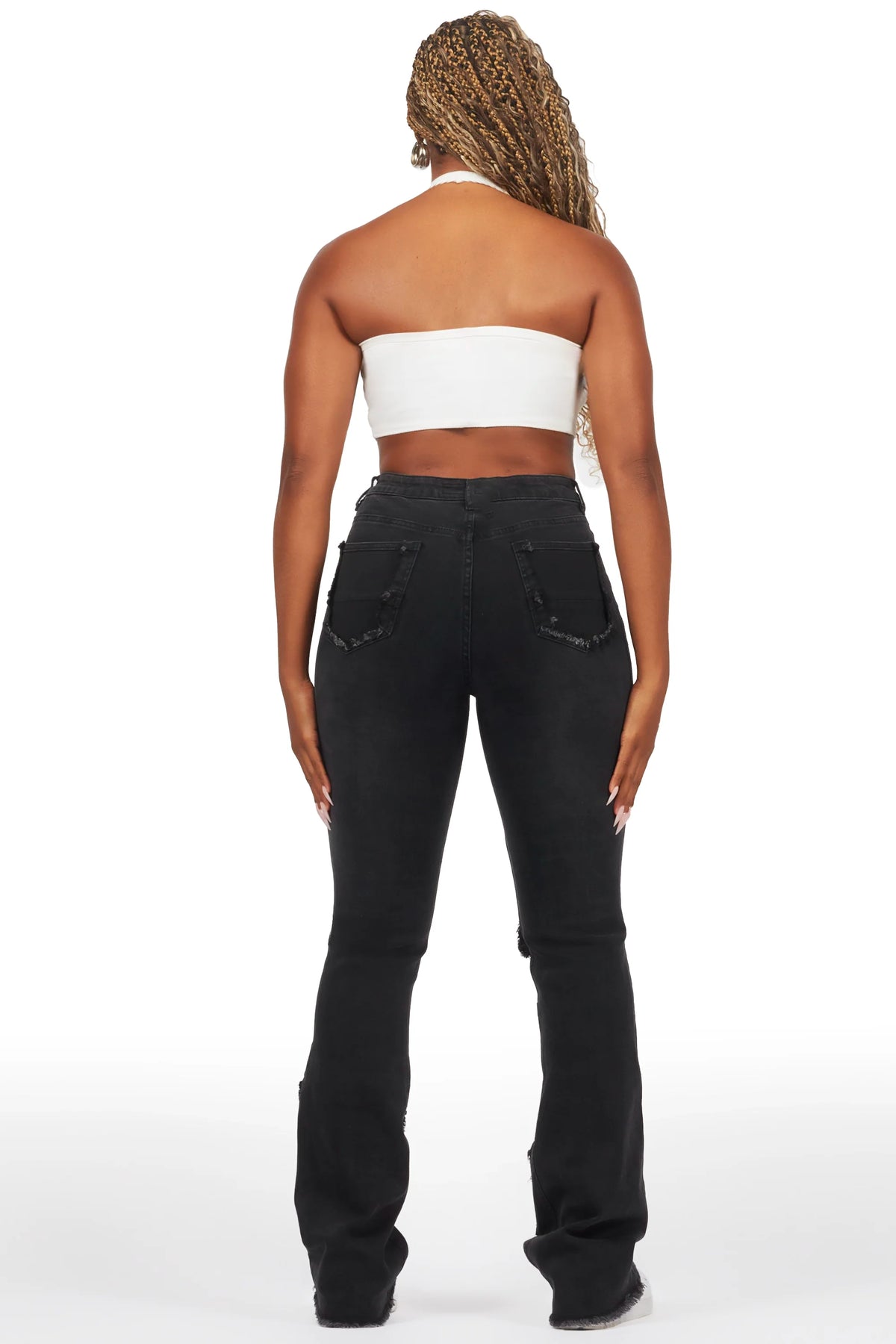 Antione Jet Black Stacked Flare Jean