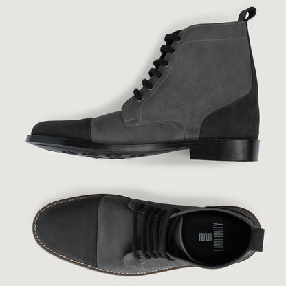 Knight Derby Grey & Black Leather Boots - StudGuard