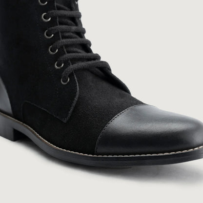 Knight Derby Hybrid Black Leather Boots - StudGuard