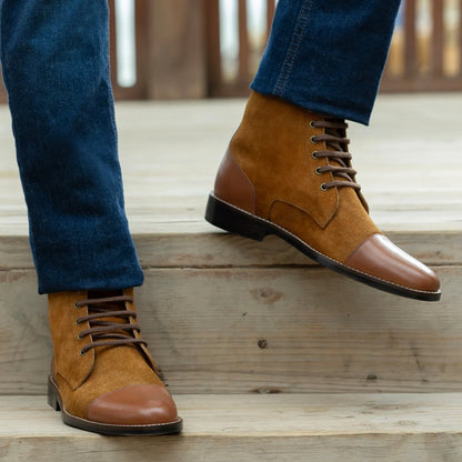 Knight Derby Tan & Brown Leather Boots - StudGuard