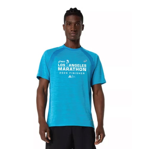2026 ASICS Los Angeles Marathon FINISHER - ASICS Men's Road SS Top Aegean Blue (2011D453) (LA26-29)