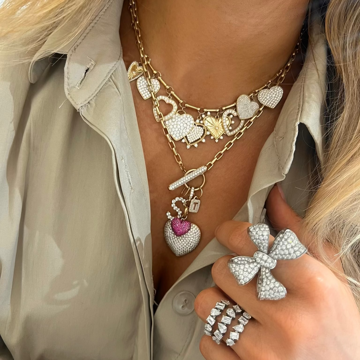 Mini Pave Diamond Initial Charm