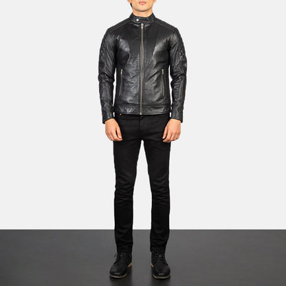 Fernando Quilted Black Leather Biker Jacket