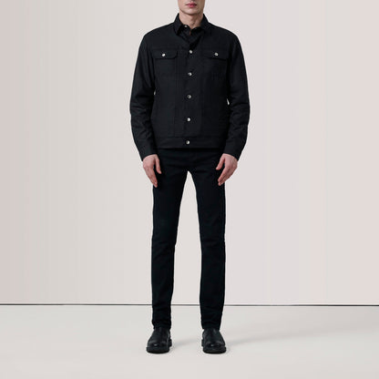 Colberto Black Waxed Canvas Trucker Jacket