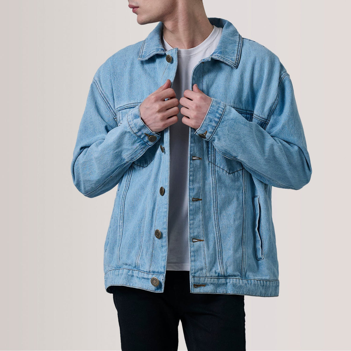 Eddie Light Blue Oversized Denim Trucker Jacket