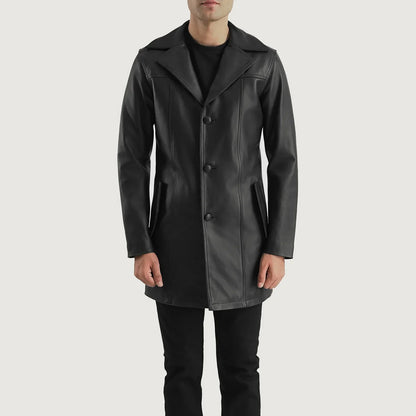 Brawnton Black Leather Coat
