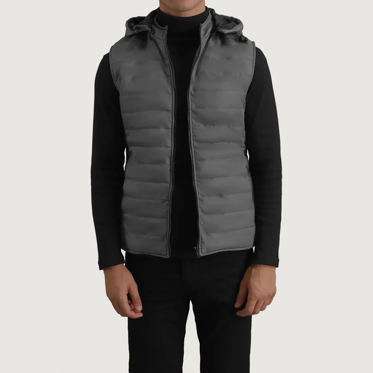 Carlo Grey Hooded Puffer Vest