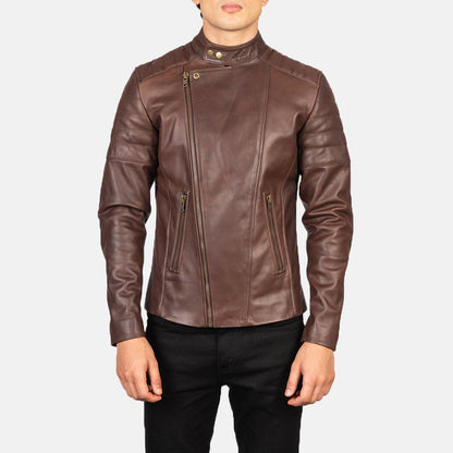 Faisor Brown Leather Biker Jacket