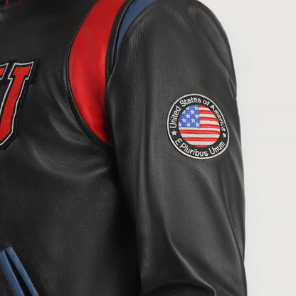 Liberte USA Black Leather Varsity Jacket