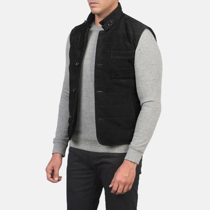 Tony Black Suede Vest