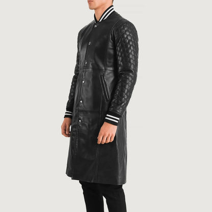 Wilde Black Leather Varsity Coat